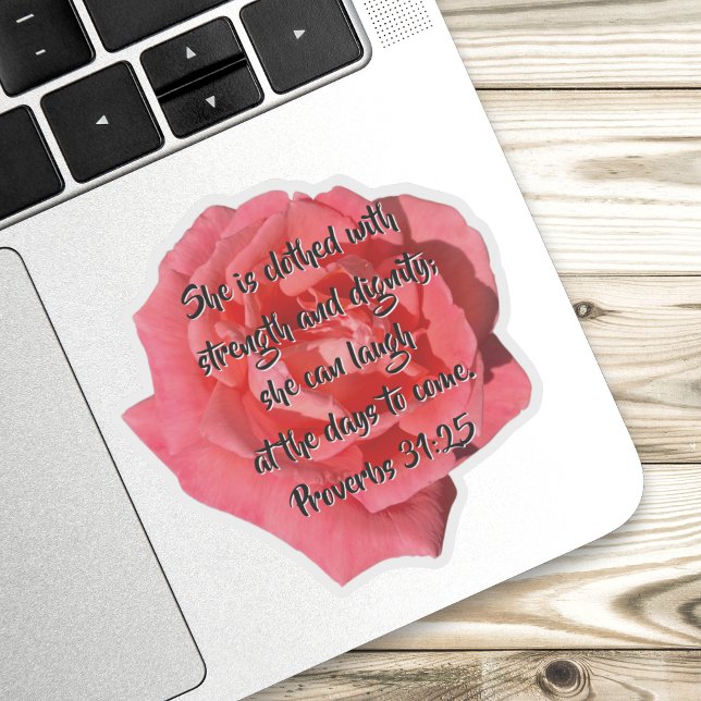 Sticker Rose rouge Proverbes 31:25 Custom Bible Verse (Créateur téléchargé)