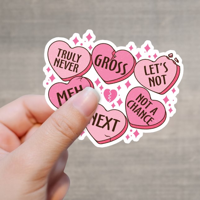 Sticker Rose Sarcastique anti-Valentin Coeurs de bonbons V (Créateur téléchargé)