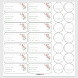 Sticker Rose sauge vert Nom individuel adresse + autocolla