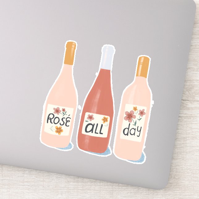 Sticker Rose Toute la journée Amateurs de vin Illustration (Détail)
