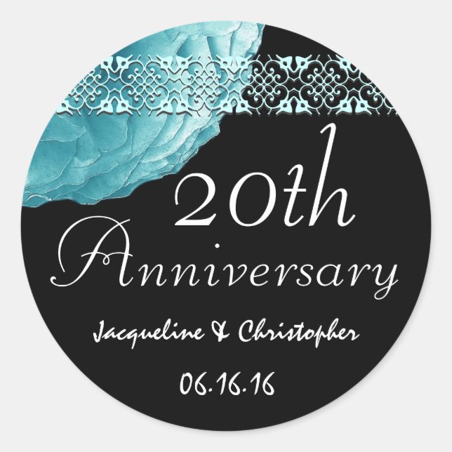Sticker Rose TURQUOISE du 20e anniversaire (Devant)