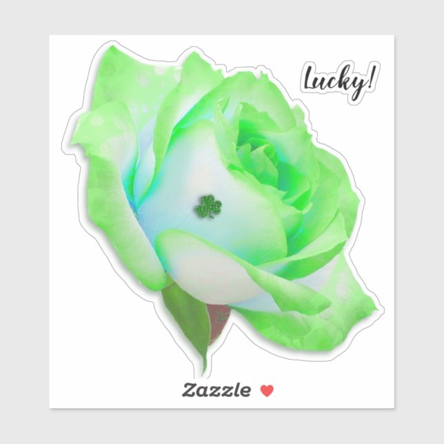 Sticker Rose vert avec Shamrock (Feuille)