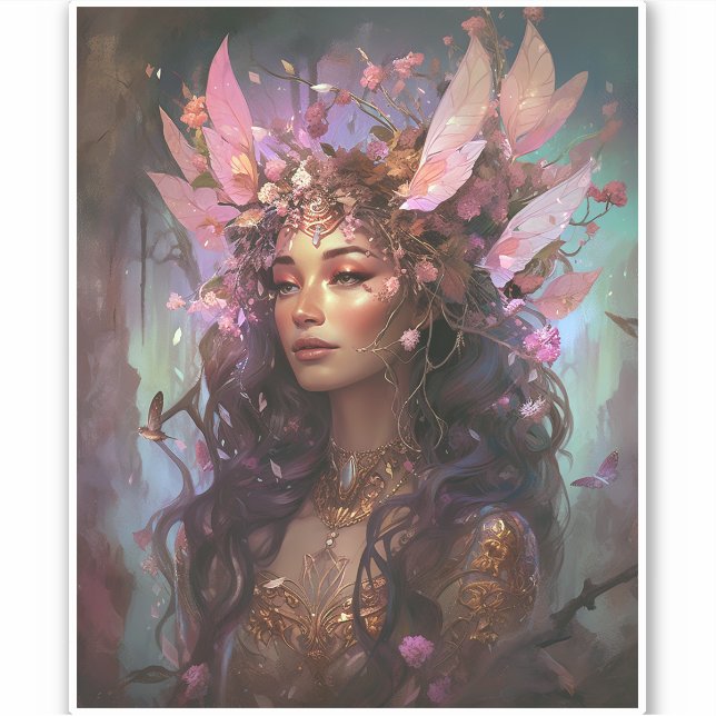 Sticker Rose violet Fairy Queen Imaginaire Art (Devant)