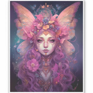 Sticker Rose violet Fairy Queen Imaginaire Art