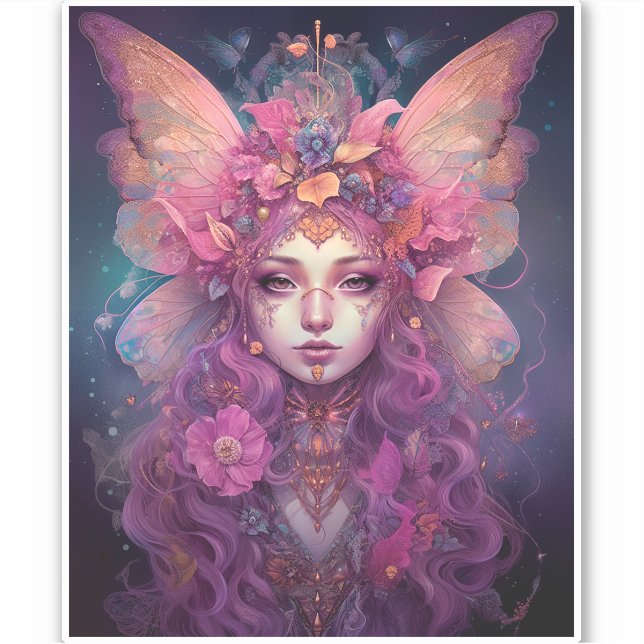 Sticker Rose violet Fairy Queen Imaginaire Art (Devant)