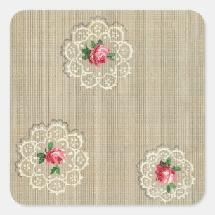 Sticker Rosebud Doily Design vintage