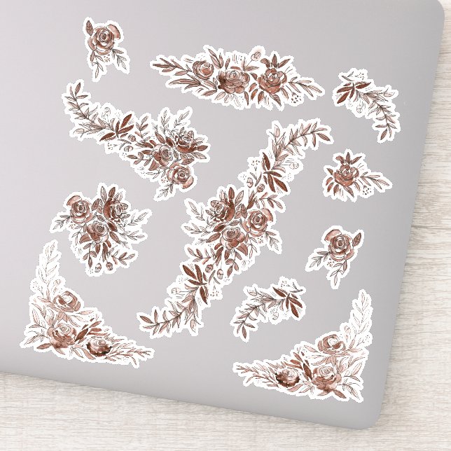 Sticker roses d'aquarelle rose vif (Détail)