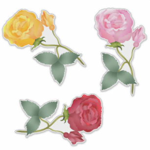 Sticker Roses jaunes, roses et rouges