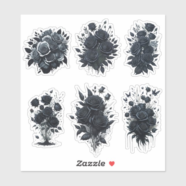 Sticker Roses painted black (Feuille)