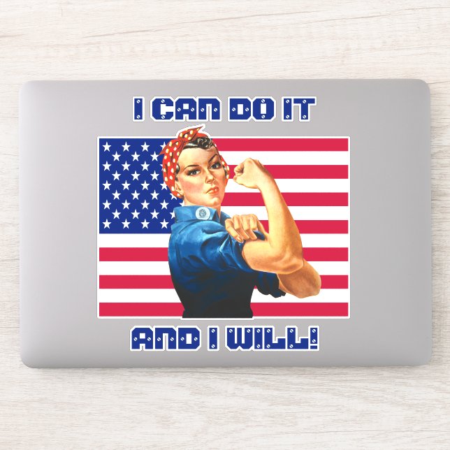 Sticker Rosie le Riveter avec le Slogan Motivationnel du d (Ordinateur)