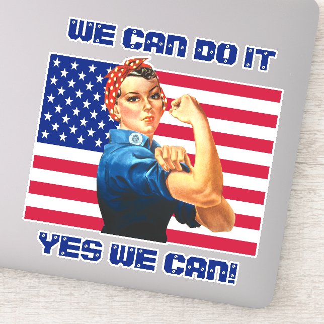 Sticker Rosie le Riveter avec le Slogan Motivationnel du d (Détail)