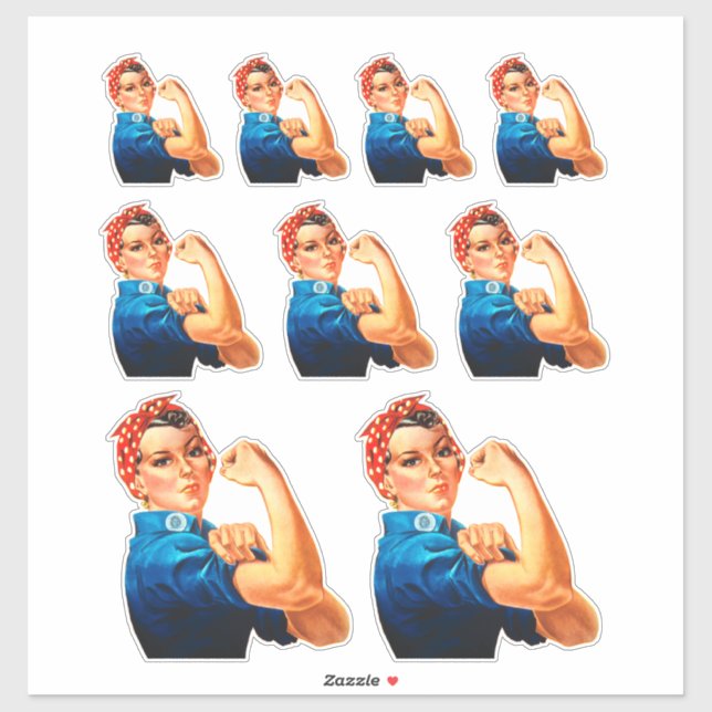 Sticker Rosie Le Riveter Multiplié par 9 (Feuille)