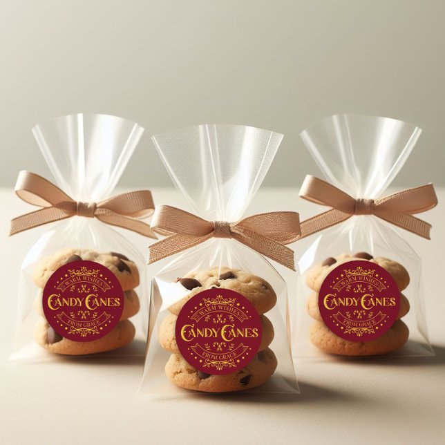 Sticker rouge de Noël "Sucres de canne" ("Candy Canes" Christmas Red Sticker)