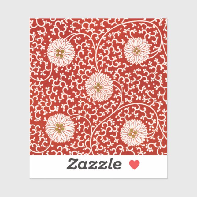 Sticker Rouge Floral Vibrant Ornate Classé Motif (Feuille)
