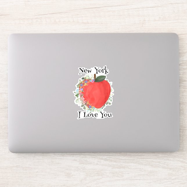Sticker ROUGE GRANDE POMME New York Je t'aime (Ordinateur)