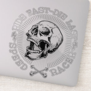 Sticker Roule vite, meurs dernier crâne, os de pilote de v