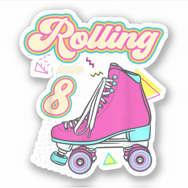 Sticker Rouler dans 8 ans vieux Roller Skate 8e anniversai (Devant)