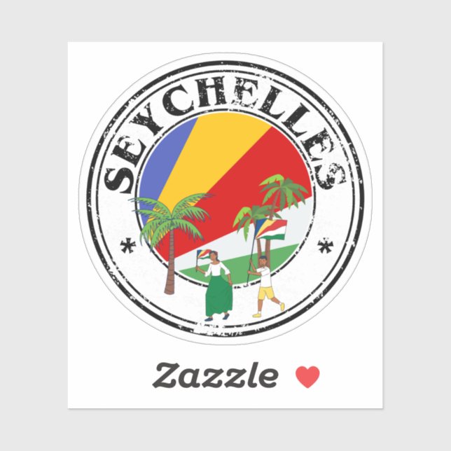 Sticker Round Seychelles Flag Seal Sticker-Perfect Laptop  (Feuille)