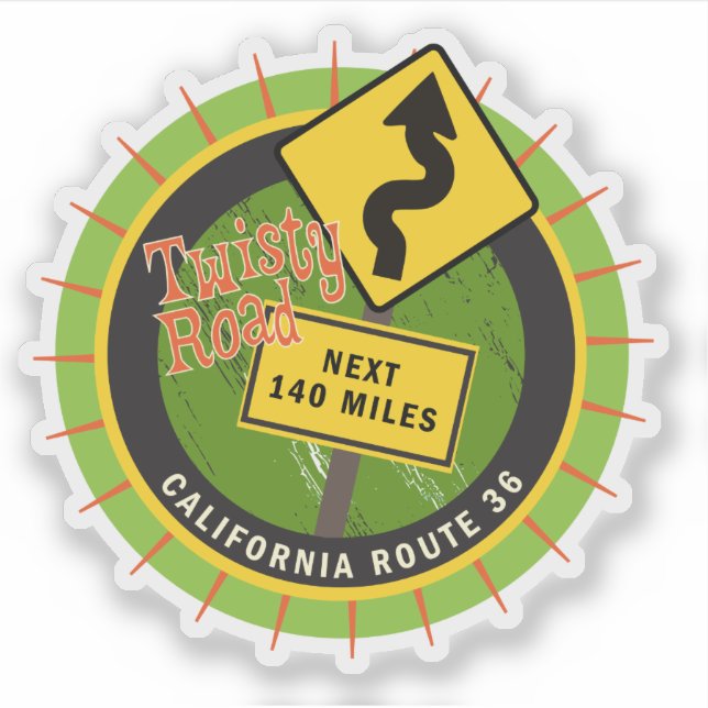 Sticker Route Motorcycle California Route 36 (Devant)