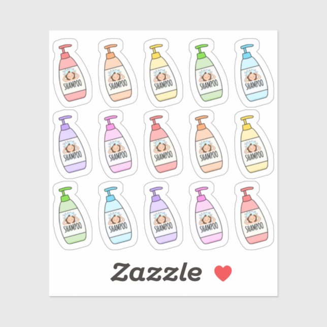 Sticker Routine de douche de lavage de cheveux au shampoin (Feuille)