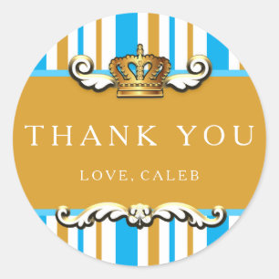Sticker Royal Blue & Gold Crown Prince Party Favor