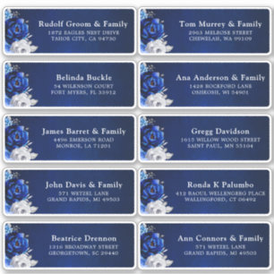 Sticker Royal Blue White Silver Mariage Adresse d'hôte Sti