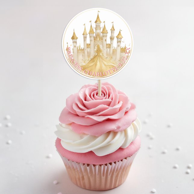 Sticker Royal Favour de la Princess Party rose et  (Princess Birthday Personalized Favor Sticker)