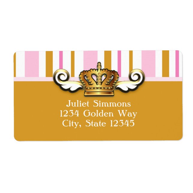 Sticker Royal Gold Crown Pink Princess Étiquette (Devant)