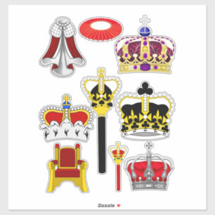 Sticker Royal King Queen Crowns Scepters dessin animé Clip