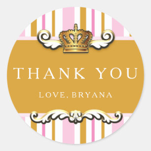 Sticker Royal Pink & Gold Crown Princess Party