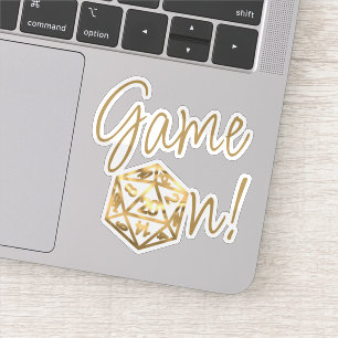 Sticker RPG Game On   Gold Tabletop PnP Role Player Dice