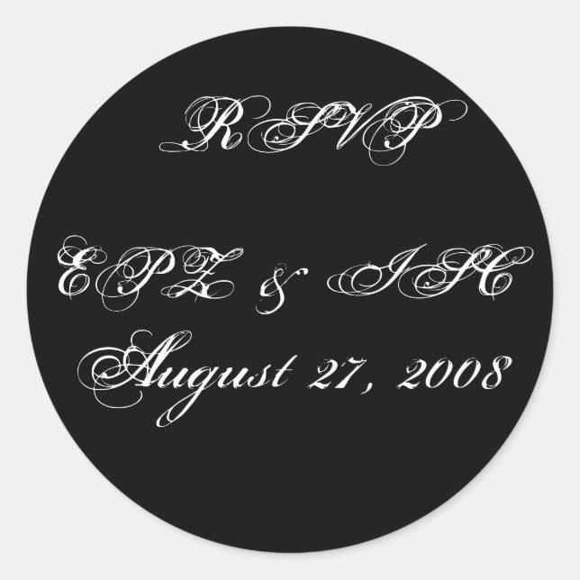 Sticker RSVP avec Mariage Monogram Date (Devant)