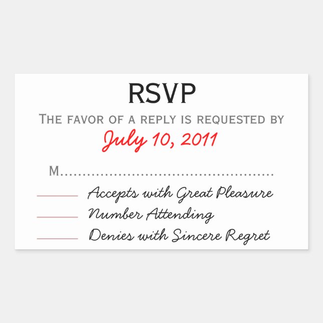 Sticker RSVP de mariage (Devant)