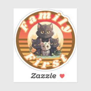 Sticker Rtro Sunchine - Amoureux de les chats - Famille d'
