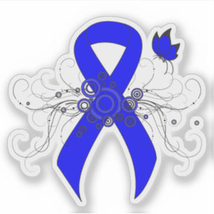 Sticker Ruban de sensibilisation bleu avec papillon