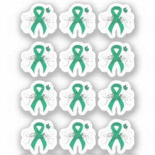Sticker Ruban de sensibilisation Jade avec papillon