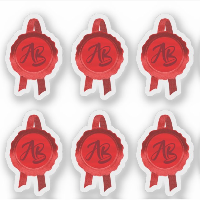 Sticker Rubans Faux Award/Certificat Seal (Initiales rouge (Devant)