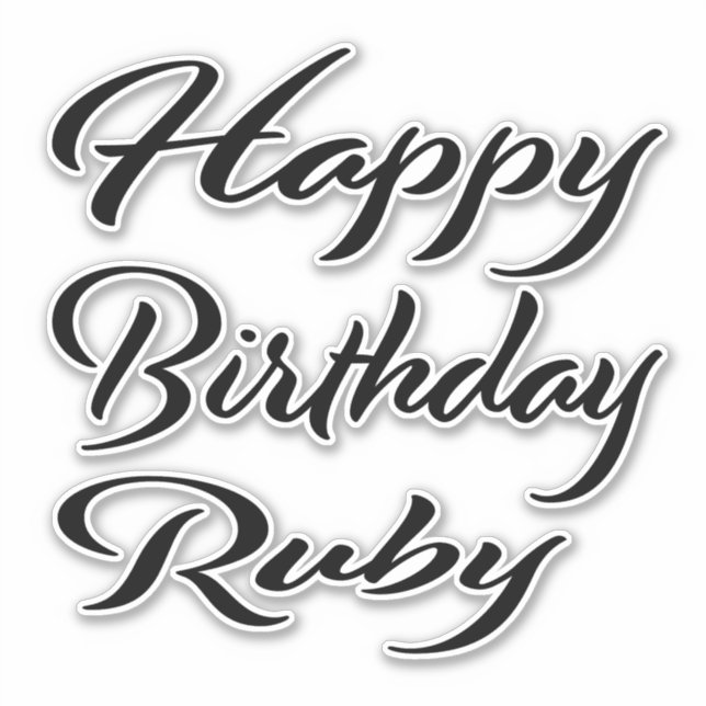 Sticker Ruby Nom Prénom Anniversaire de la Broderie noire (Devant)