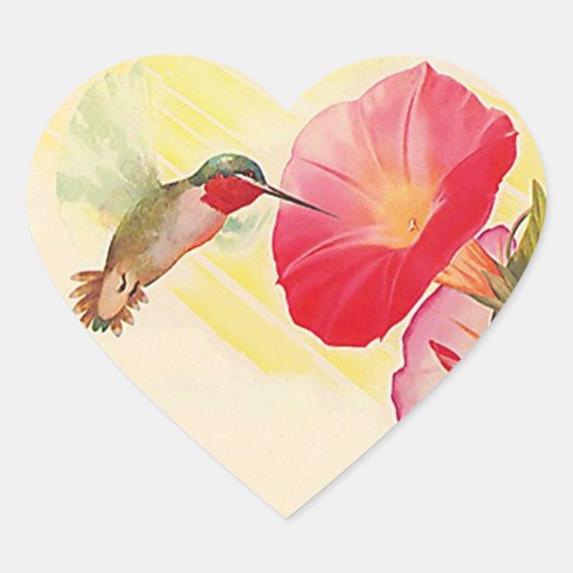 Sticker Ruby Throated Hummingbird @ Flowers Garden (Front)
