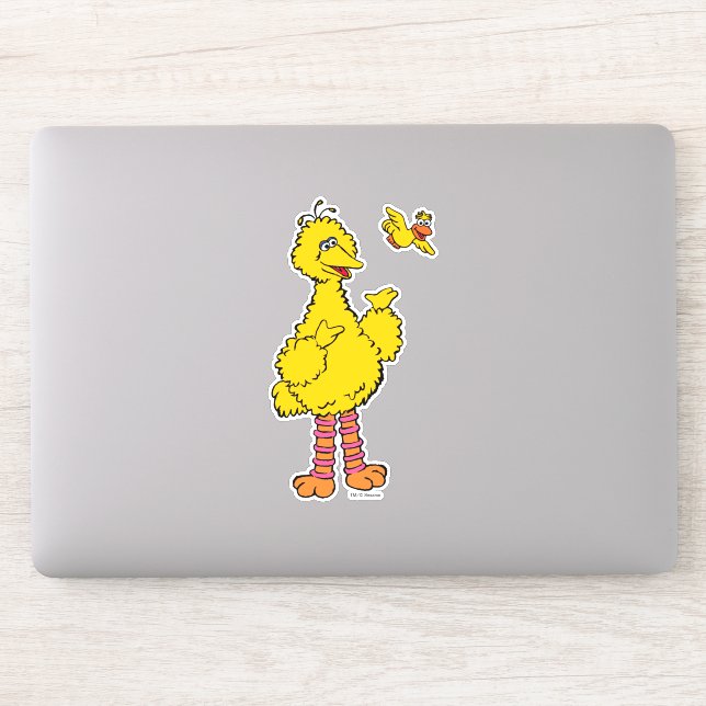 Sticker Rue Sésame | Big Bird & Little Bird (Ordinateur)
