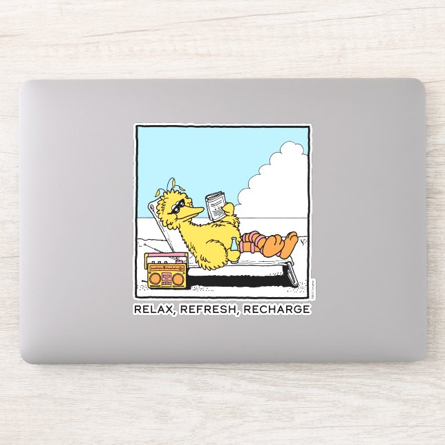 Sticker Rue Sésame | Big Bird Relax Refresh Recharge (Ordinateur)