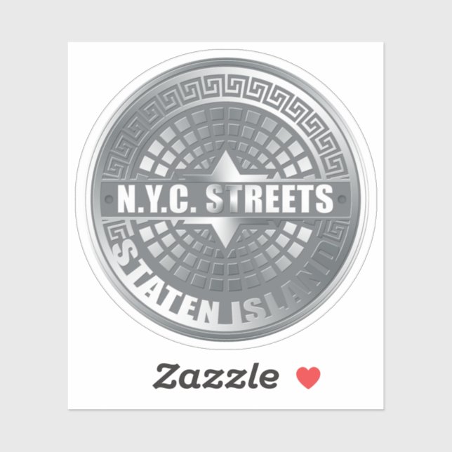 Sticker Rues NYC Couvre-trou de l'île Staten (Feuille)