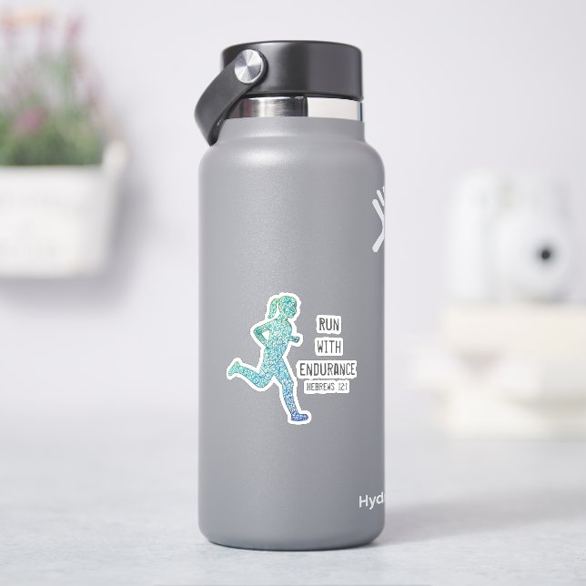 Sticker "Run With Endurance" Fille Runner Custom-Cut Vinyl (HydroFlask)