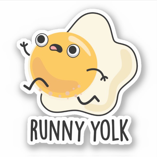 Sticker Runny Yolk Funny Food Egg Pun (Devant)