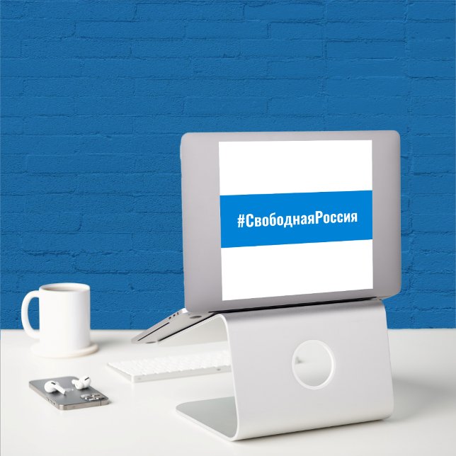 Sticker Russie Démocratique Russe - Bleu Blanc Drapeau (Russia Democratic Russian - White Blue White Flag Sticker by The Social Observatory Shop)