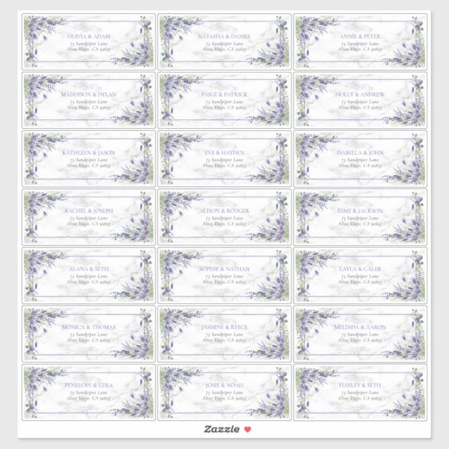 Sticker Rustic Lavender Eucalyptus Greenery Adresse d'invi (Feuille)