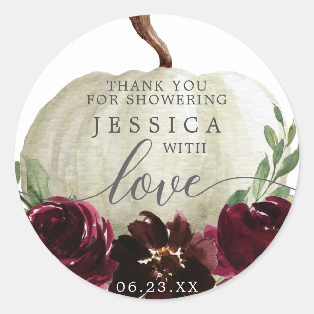 Sticker Rustique Bourgogne Citrouille Douche Favor (Devant)