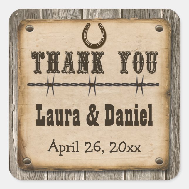 Sticker Rustique en bois occidental style mariage  (Devant)