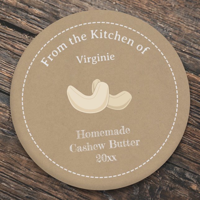 Sticker Rustique Étiquette de beurre de cajou (Rustic Cashew Butter Label Sticker)