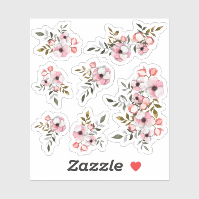Sticker Rustique fleurs de cerisier Sakura Aquarelle (Feuille)